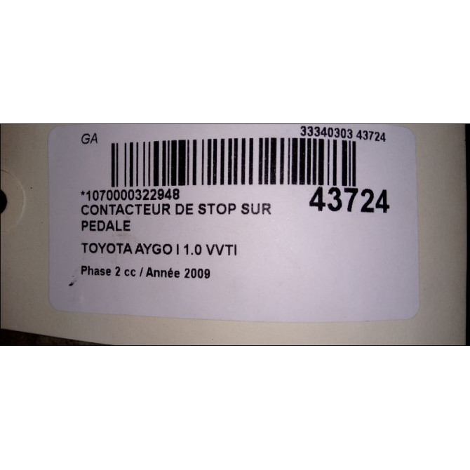 occasion TOYOTA AYGO I Phase 2 01-2009->06-2012 1.0 VVTI 2