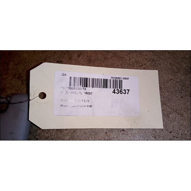 Pare-soleil droit occasion PEUGEOT 106 Phase 2 04-1996->09-2003 1.0i 8143J6 3