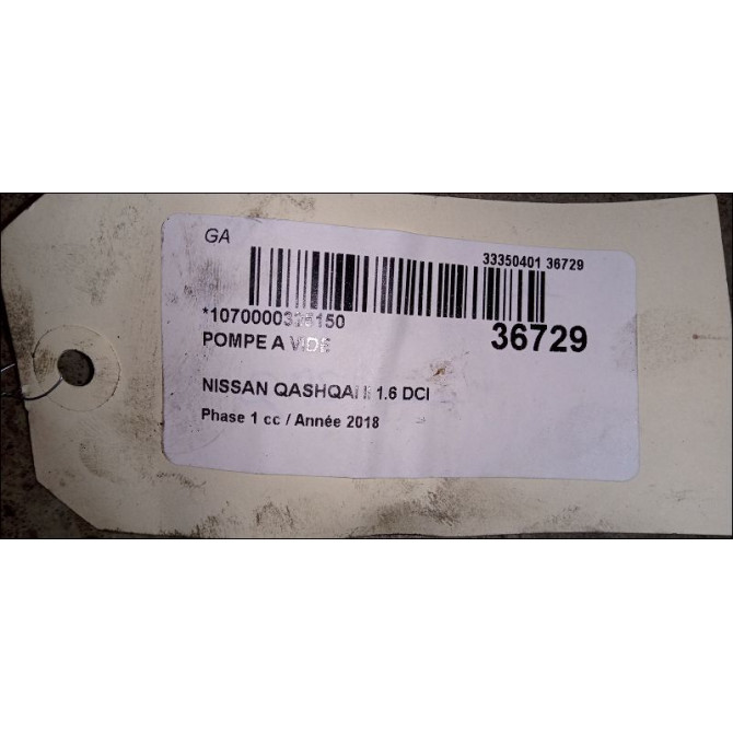 Pompe a vide occasion NISSAN QASHQAI II Phase 1 02-2014->... 1.6 DCI 130ch 1465000Q1N 2