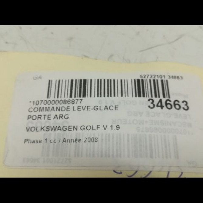 Commande leve-glace porte arrière gauche occasion VOLKSWAGEN GOLF V Phase 1 11-2003->10-2008 1.9 TDI 105ch 7L6959855BREH 3