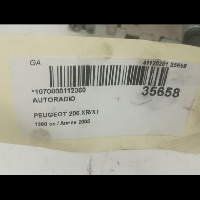 Autoradio occasion PEUGEOT 206 Phase 2 02-2003->02-2009 1.4i 88ch 6564E7 3