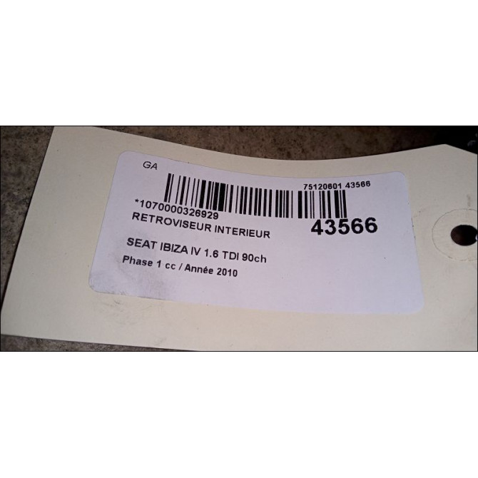 Retroviseur interieur occasion SEAT IBIZA IV Phase 1 05-2008->01-2012 1.6 TDI 90ch 3