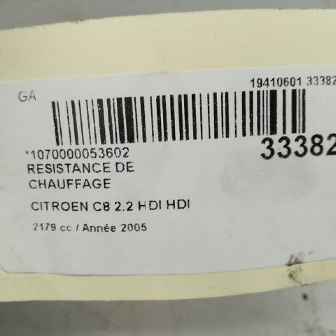 Resistance de chauffage occasion CITROEN C8 Phase 1 06-2002->... 2.2 HDi 16v 130ch 7