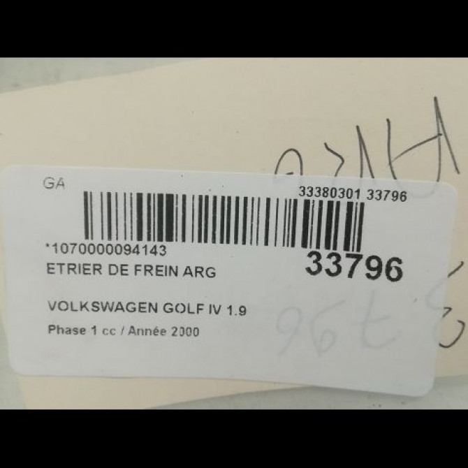 Etrier de frein arrière gauche occasion VOLKSWAGEN GOLF IV GOLF IV Phase 1 1998-01-01->2005-06-30 1.9 TDI 90ch 1J0615423B 3