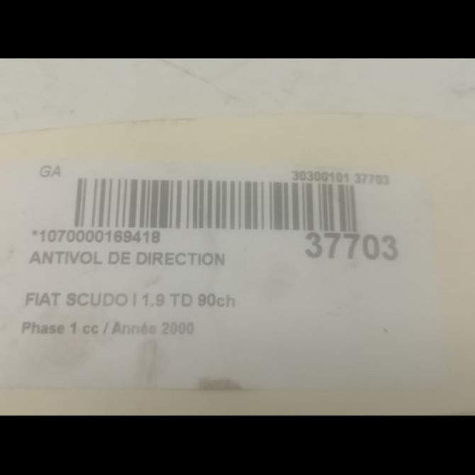 Antivol de direction occasion FIAT SCUDO I Phase 1 02-1996->12-2003 1.9 TD 90ch 3