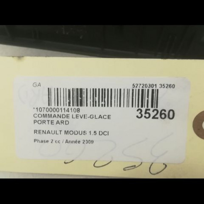 Commande leve-glace porte arrière droite occasion RENAULT MODUS Phase 2 01-2008->12-2012 1.5 DCI 85ch 8200214936 3