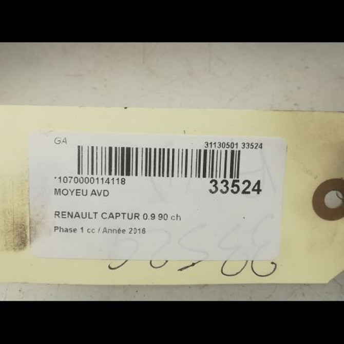 Moyeu avd occasion RENAULT CAPTUR Phase 1 02-2013->... 0.9 90 ch 402104249R 3