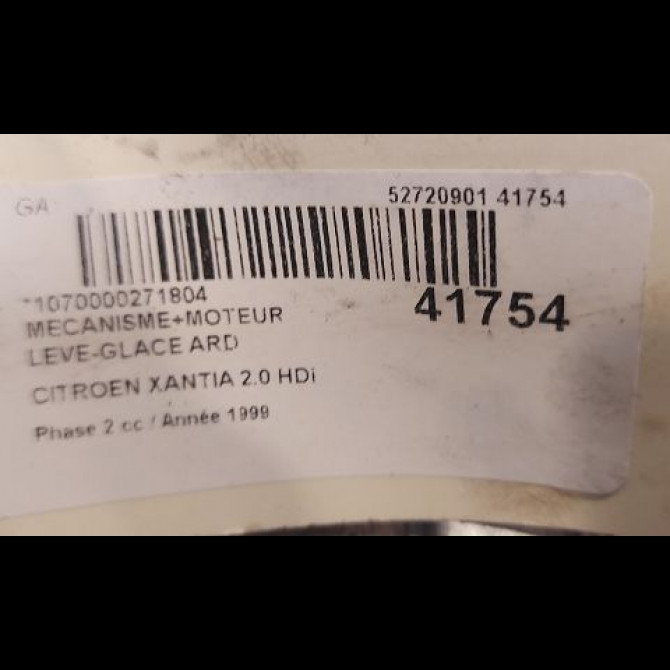 Mecanisme+moteur leve-glace ard occasion CITROEN XANTIA Phase 2 12-1997->06-2001 2.0 HDi 110ch 2