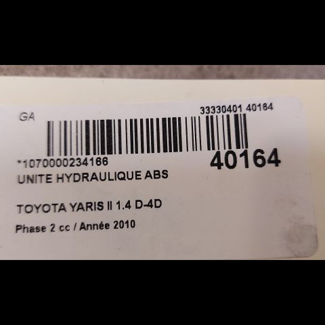 Unité hydraulique ABS occasion TOYOTA YARIS II Phase 2 01-2009->05-2011 1.4 D-4D 90ch 440500D060 4
