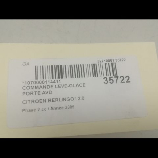 Commande lève-glace porte avant droite occasion CITROEN BERLINGO I Phase 2 11-2002->10-2010 2.0 HDi 90ch 6554W4 3