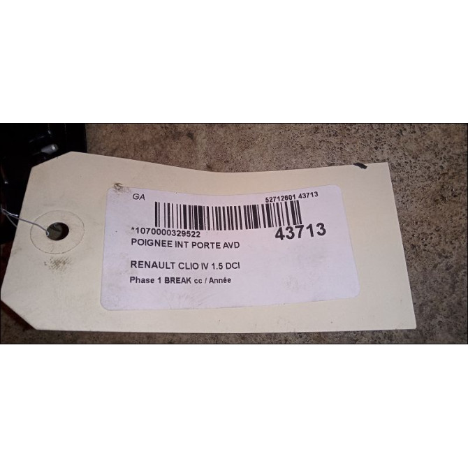 Poignee int porte avd occasion RENAULT CLIO IV Phase 1 04-1995->04-1999 1.5 DCI 90ch 3
