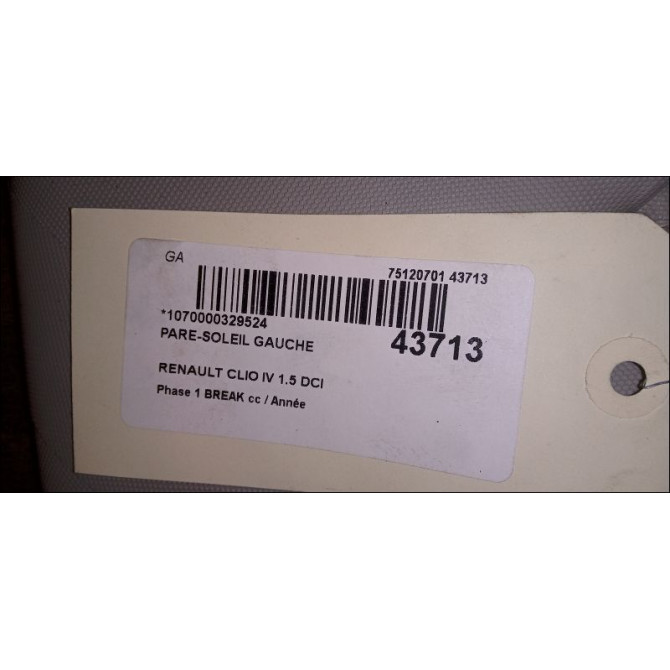 Pare-soleil gauche occasion RENAULT CLIO IV Phase 1 04-1995->04-1999 1.5 DCI 90ch 3