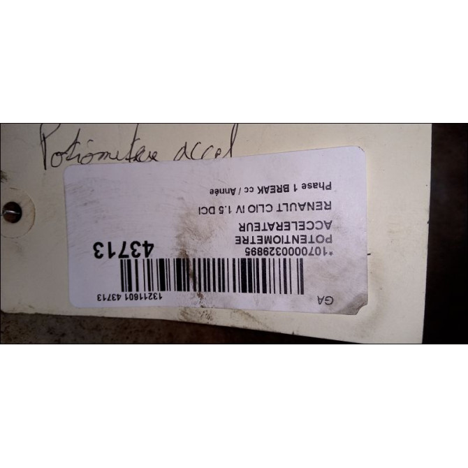 Potentiometre accelerateur occasion RENAULT CLIO IV Phase 1 04-1995->04-1999 1.5 DCI 90ch 3