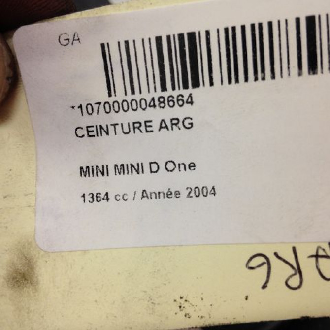 Ceinture arrière gauche occasion MINI MINI I Phase 1 09-2001->07-2004 D One 72117055962 3