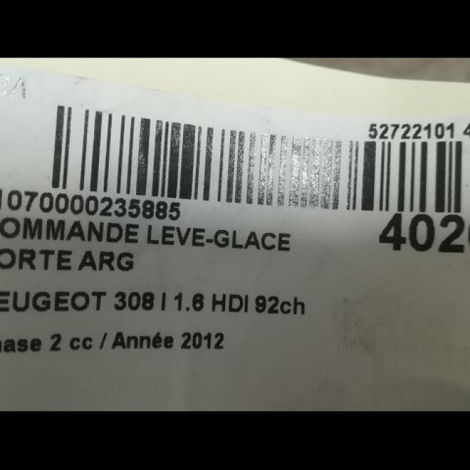 Commande leve-glace porte arrière gauche occasion PEUGEOT 308 I Phase 2 04-2011->12-2014 1.6 HDI 92ch 649031 3