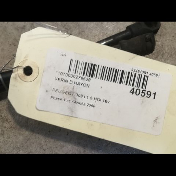 Verin droit hayon occasion PEUGEOT 308 I Phase 1 09-2007->03-2011 1.6 HDI 16v 90ch 8731Q6 2