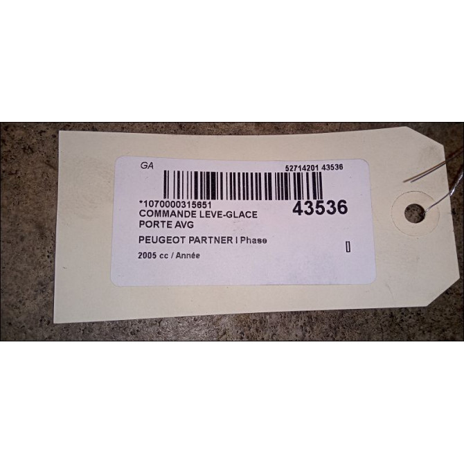 Commande lève-glace porte avant gauche occasion PEUGEOT PARTNER I Phase 2 11-2002->05-2008 6554W4 2