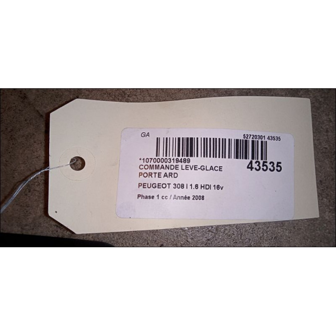 Commande leve-glace porte arrière droite occasion PEUGEOT 308 I Phase 1 09-2007->03-2011 1.6 HDI 16v 110ch 649030 3