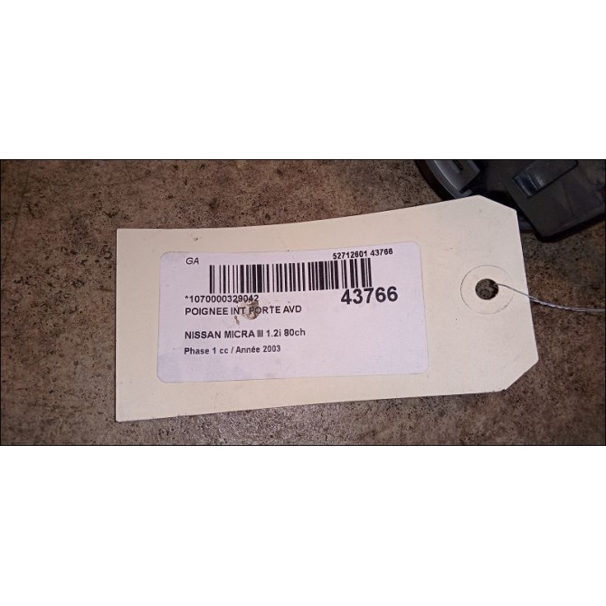 Poignee int porte avd occasion NISSAN MICRA III Phase 1 01-2003->07-2005 1.2i 80ch 80670AX603 3