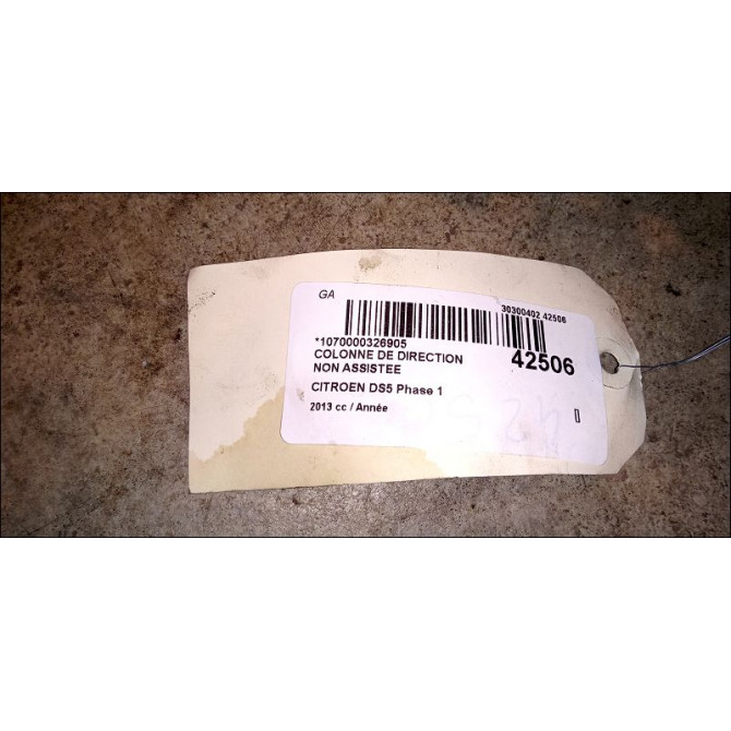Colonne de direction non assistee occasion CITROEN DS5 Phase 1 06-2011->... 2
