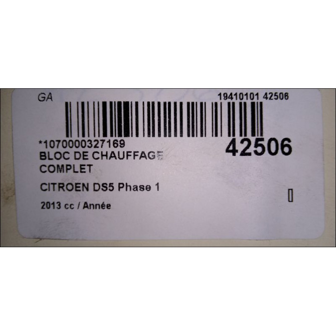 Bloc de chauffage complet occasion CITROEN DS5 Phase 1 06-2011->... 3