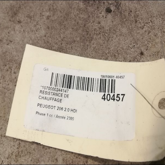 Resistance de chauffage occasion PEUGEOT 206 Phase 1 09-1998->03-2009 2.0 HDI 6450EP 3
