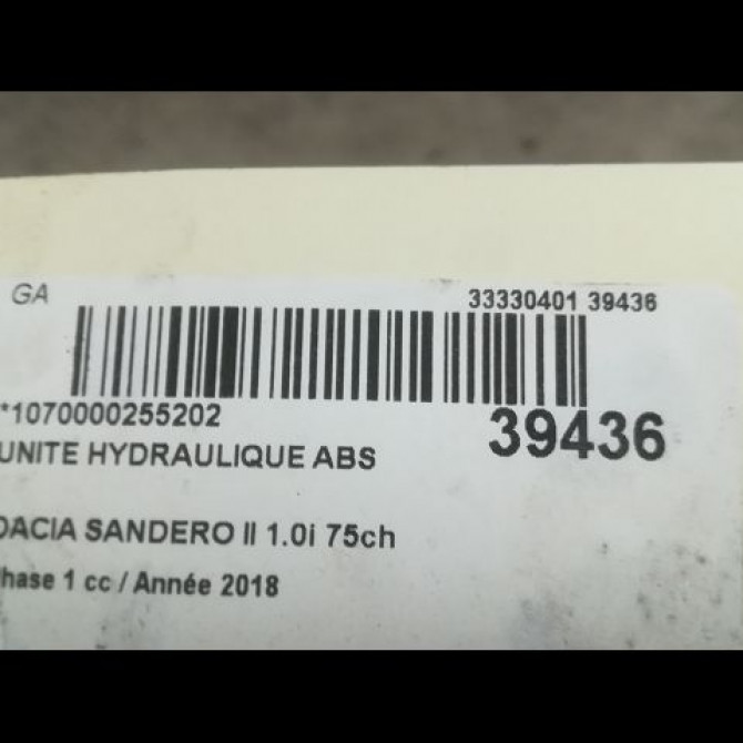 Unité hydraulique ABS occasion DACIA SANDERO II Phase 1 10-2012->... 1.0i 75ch 476609055R 3