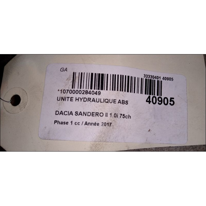 Unité hydraulique ABS occasion DACIA SANDERO II Phase 1 10-2012->... 1.0i 75ch 476609055R 3