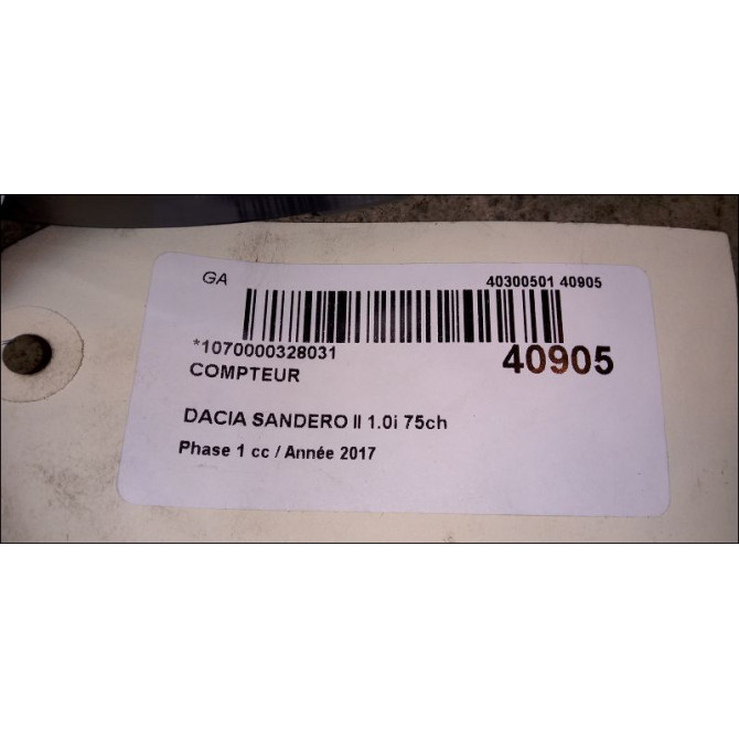 Compteur occasion DACIA SANDERO II Phase 1 10-2012->... 1.0i 75ch 248101601R 3