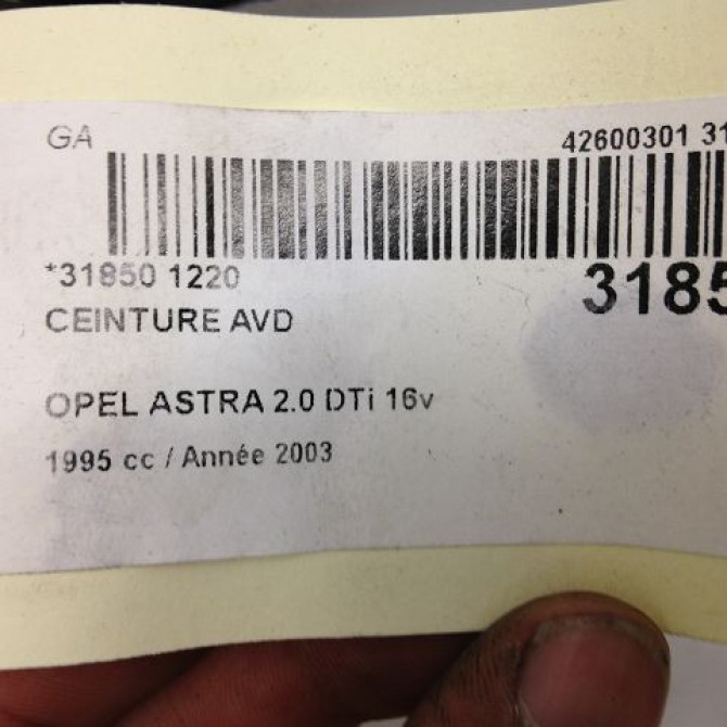 Ceinture avant droite occasion OPEL ASTRA II Phase 1 04-1998->09-2004 2.0 DTI 16v 24461878 3