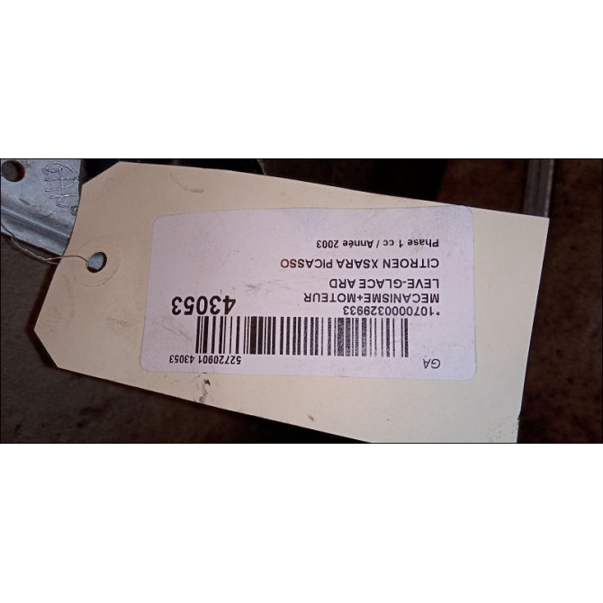 Mecanisme+moteur leve-glace ard occasion CITROEN XSARA PICASSO Phase 1 12-1999->02-2004 2.0 HDi 90ch 3