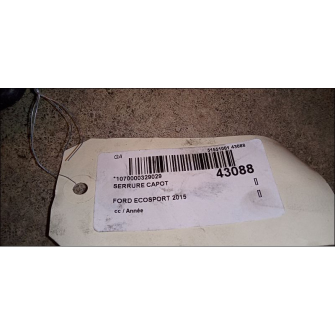 Serrure capot occasion FORD ECOSPORT 3