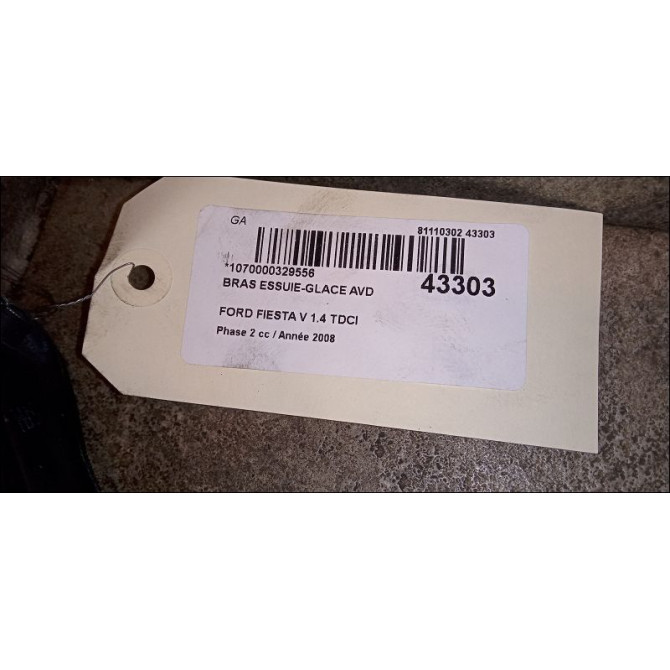 Bras essuie-glace avant droit occasion FORD FIESTA V Phase 2 10-2005->10-2008 1.4 TDCI 1778498 2