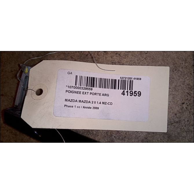 Poignee ext porte arg occasion MAZDA MAZDA 2 II MAZDA 2 II Phase 1 2007-09-01->2011-02-28 1.4 MZ-CD 68ch GS1D73410HPZ 2