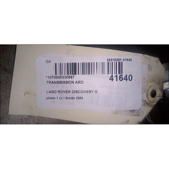 Transmission arrière droite occasion LAND ROVER DISCOVERY III Phase 1 04-1995->04-1999 2.7 TD 190ch 2