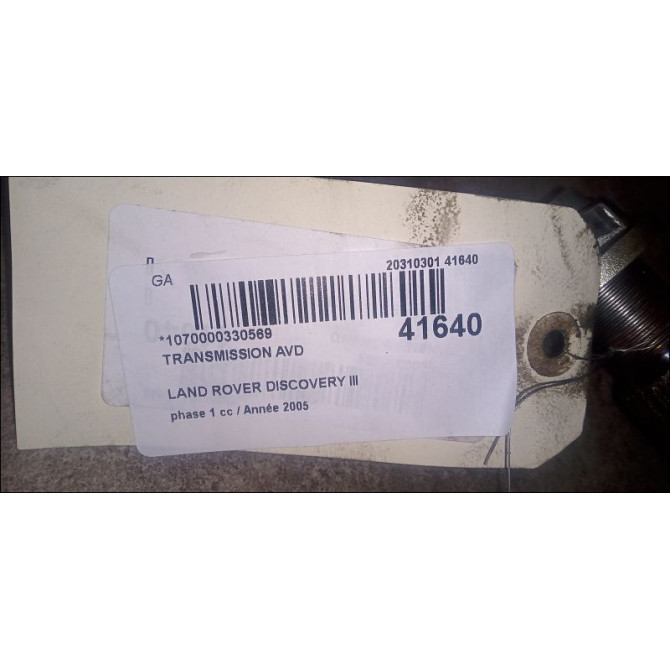 Transmission avant droite occasion LAND ROVER DISCOVERY III Phase 1 04-1995->04-1999 2.7 TD 190ch 2