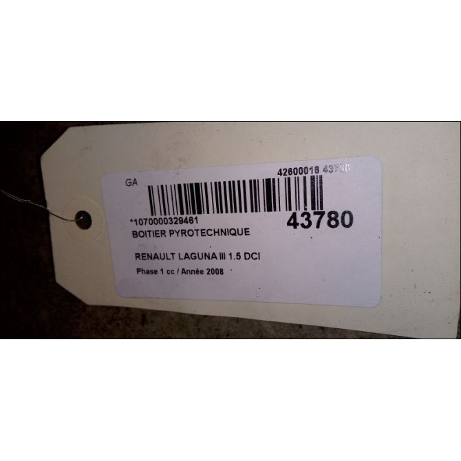 Boitier pyrotechnique occasion RENAULT LAGUNA III Phase 1 10-2007->10-2010 1.5 DCI 4