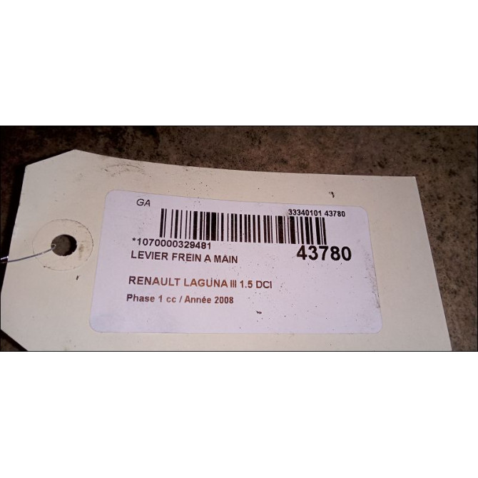 Levier frein a main occasion RENAULT LAGUNA III Phase 1 10-2007->10-2010 1.5 DCI 360100001N 3