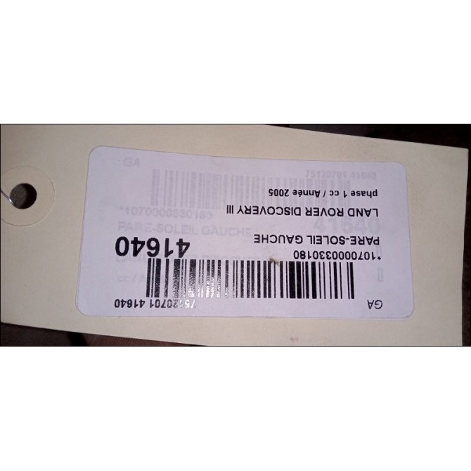 Pare-soleil gauche occasion LAND ROVER DISCOVERY III Phase 1 04-1995->04-1999 2.7 TD 190ch 3