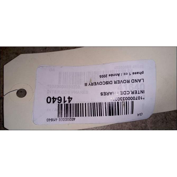 Interrupteur commande de phares occasion LAND ROVER DISCOVERY III Phase 1 04-1995->04-1999 2.7 TD 190ch 3