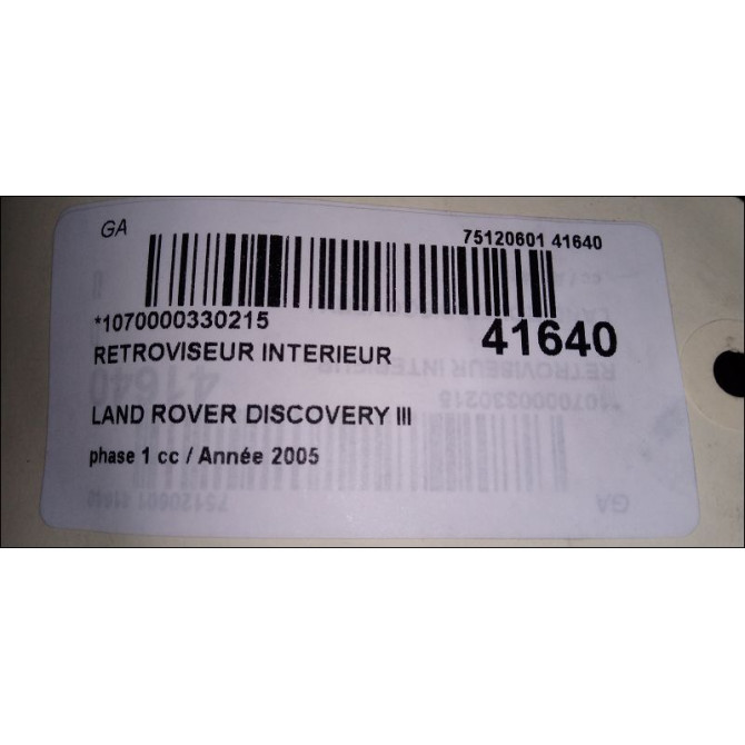 Retroviseur interieur occasion LAND ROVER DISCOVERY III Phase 1 04-1995->04-1999 2.7 TD 190ch 3