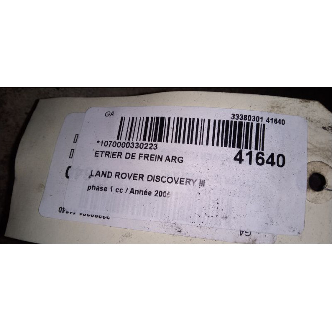 Etrier de frein arrière gauche occasion LAND ROVER DISCOVERY III Phase 1 04-1995->04-1999 2.7 TD 190ch 3