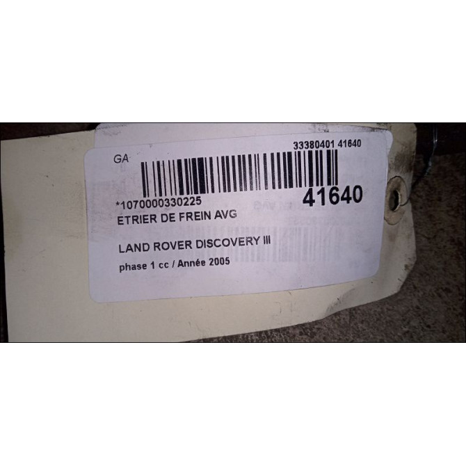 Etrier de frein avant gauche occasion LAND ROVER DISCOVERY III Phase 1 04-1995->04-1999 2.7 TD 190ch 3