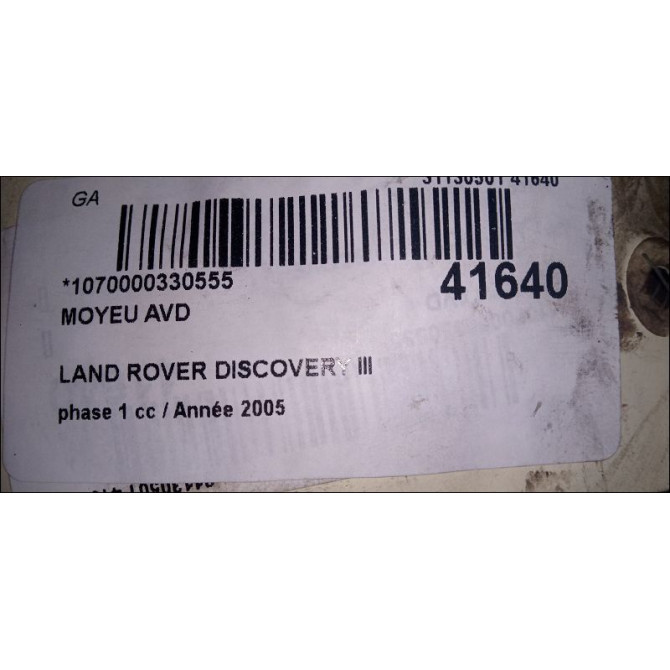 Moyeu avd occasion LAND ROVER DISCOVERY III Phase 1 04-1995->04-1999 2.7 TD 190ch 3