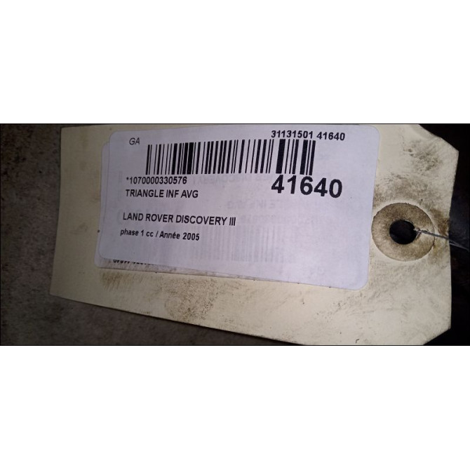 Triangle inf avg occasion LAND ROVER DISCOVERY III Phase 1 04-1995->04-1999 2.7 TD 190ch 2