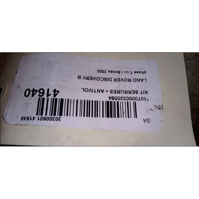 Kit serrures + antivol occasion LAND ROVER DISCOVERY III Phase 1 04-1995->04-1999 2.7 TD 190ch 4