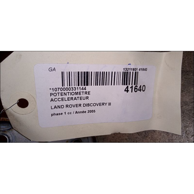 Potentiometre accelerateur occasion LAND ROVER DISCOVERY III Phase 1 04-1995->04-1999 2.7 TD 190ch 4