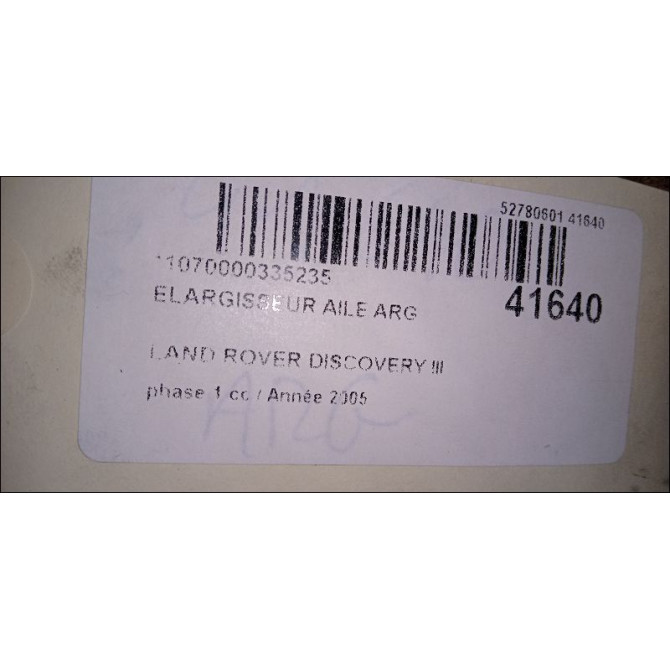 Elargisseur aile arg occasion LAND ROVER DISCOVERY III Phase 1 04-1995->04-1999 2.7 TD 190ch 3