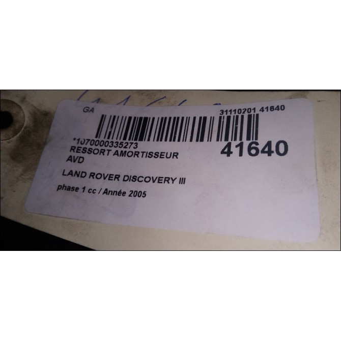 Ressort amortisseur avd occasion LAND ROVER DISCOVERY III Phase 1 04-1995->04-1999 2.7 TD 190ch 2