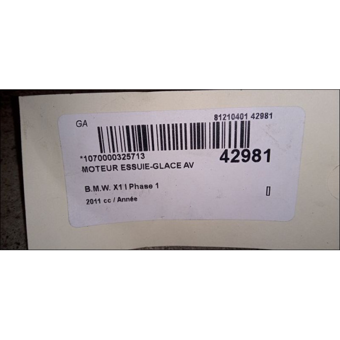 Moteur essuie-glace avant occasion B.M.W. X1 I Phase 1 07-2009->05-2012 61612990025 3